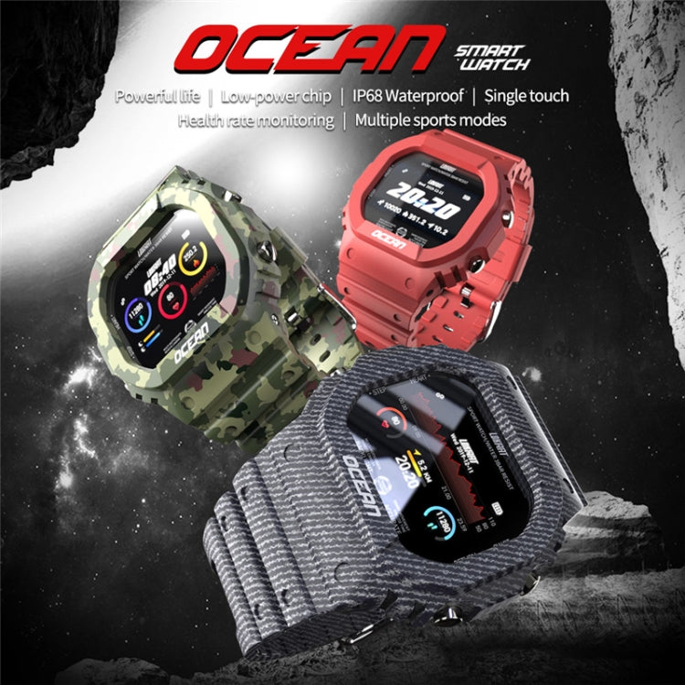 Lokmat OCEAN 1.14 inch TFT Touch Screen IP68 Water-resistant Smart Watch, Support Information Reminder / Sleep Monitor / Sport Record(Camouflage Green)