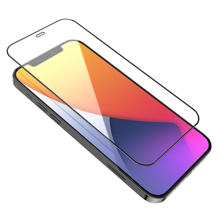 For iPhone 12 Pro Max hoco 0.33mm 2.5D Shatterproof Ultra-fine Edge Full-screen HD Tempered Film(Black) - iPhone 12 Pro Max Tempered Glass by hoco | Online Shopping South Africa | PMC Jewellery | Buy Now Pay Later Mobicred