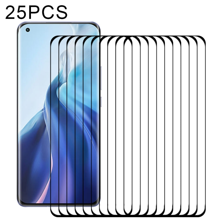 For Xiaomi Mi 11 (Full Glue) 25 PCS 9H HD 3D Curved Edge Tempered Glass Film(Black)