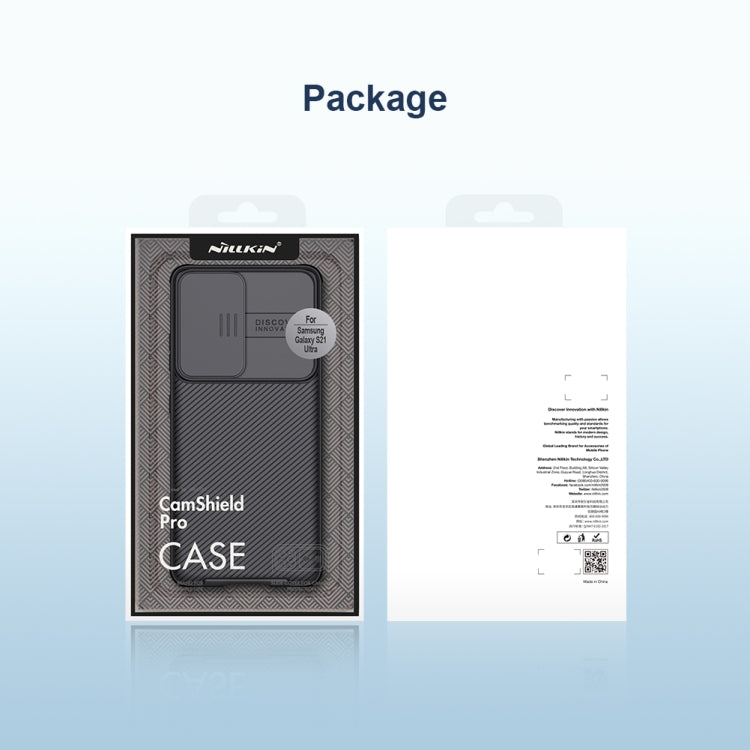 For Samsung Galaxy S21 Ultra 5G NILLKIN Black Mirror Pro Series Camshield Full Coverage Dust-proof Scratch Resistant Phone Case(Black)