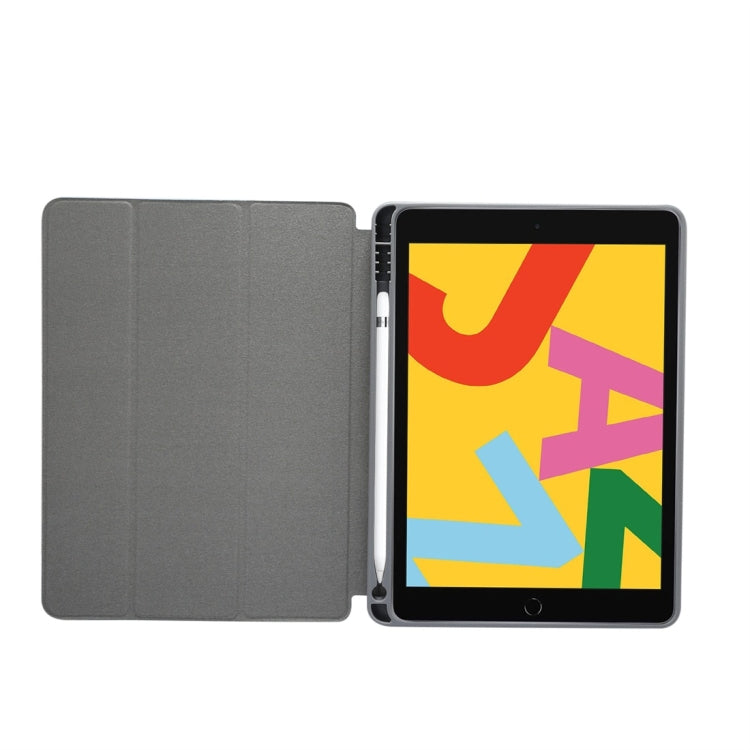 For iPad 10.2 inch Marble Texture Pattern Horizontal Flip Leather Case, with Three-folding Holder & Pen Slot & Sleep / Wake-up Function(Black Grey) - free shipping - PMC TechLife - Order now!