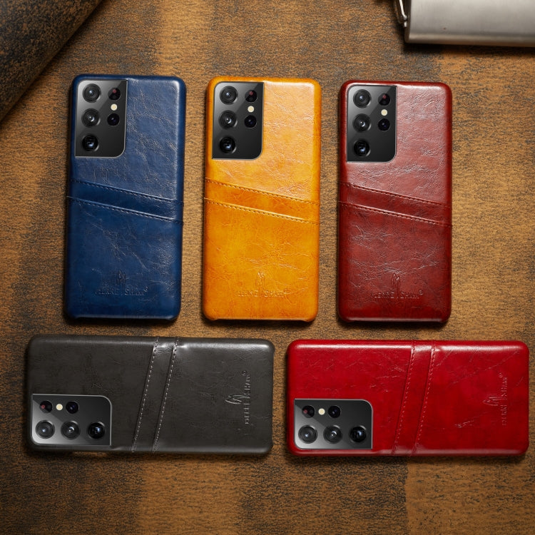 For Samsung Galaxy S21 Ultra 5G Fierre Shann Oil Wax Texture Leather Back Cover Case(Brown) - Galaxy S21 Ultra 5G Cases by FIERRE SHANN | Online Shopping South Africa | PMC TechLife | Buy Now Pay Later Mobicred
