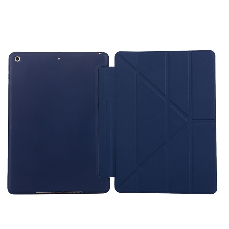 For iPad 10.2 2021 / 2020 / 2019 TPU Horizontal Deformation Flip Leather Case with Holder(Blue)