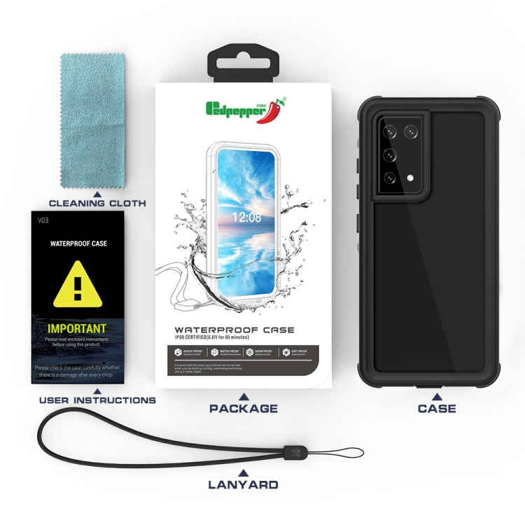 For Samsung Galaxy S21 Ultra 5G RedPepper Transparent Dot Shockproof Waterproof PC + TPU Protective Case(Black) - free shipping - PMC Jewellery - Order now!