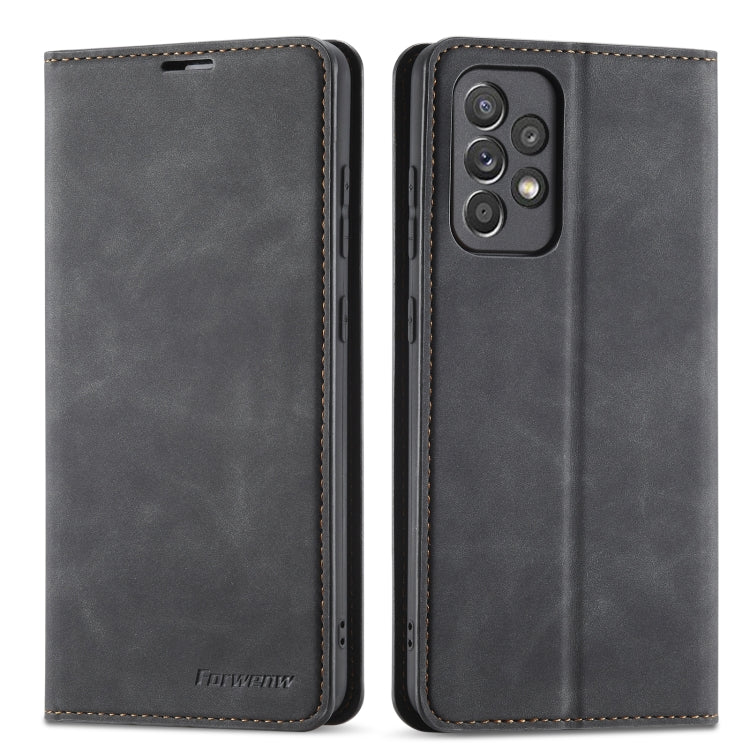 For Samsung Galaxy A52 5G / 4G Forwenw Dream Series Oil Edge Strong Magnetism Horizontal Flip Leather Case with Holder & Card Slots & Wallet & Photo Frame(Black)