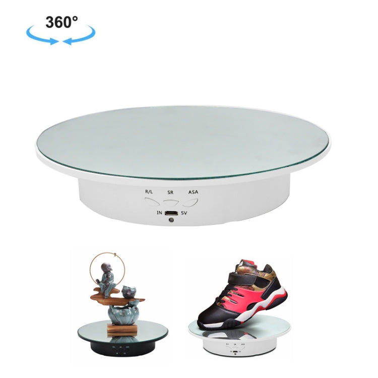 20cm USB Electric Rotating Turntable Display Stand Video Shooting Props Turntable for Photography, Load: 8kg(White Mirror) - free shipping - PMC Jewellery - Order now!