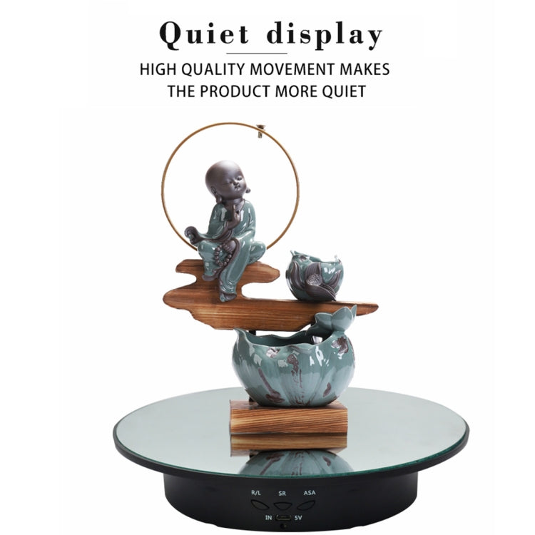 20cm USB Electric Rotating Turntable Display Stand Video Shooting Props Turntable for Photography, Load: 8kg(White Mirror) - free shipping - PMC Jewellery - Order now!
