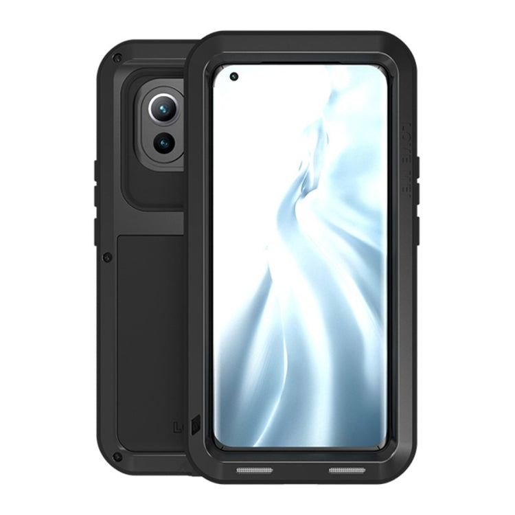 For Xiaomi Mi 11 LOVE MEI Metal Shockproof Water-resistant Dustproof Protective Case without Glass(Black)