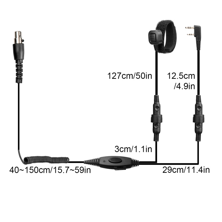 RETEVIS EH050K 2 Pin Adjustable Volume Noise Reduction Aviation Headphone Microphone with Finger PTT - free shipping - PMC Jewellery - Order now!