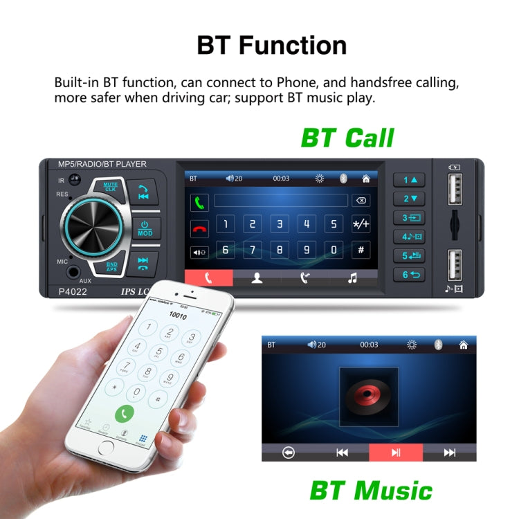 P4022 3.8 inch Universal Car Radio Receiver MP5 Player, Support FM & Bluetooth & TF Card with Remote Control - free shipping - PMC Jewellery - Order now!