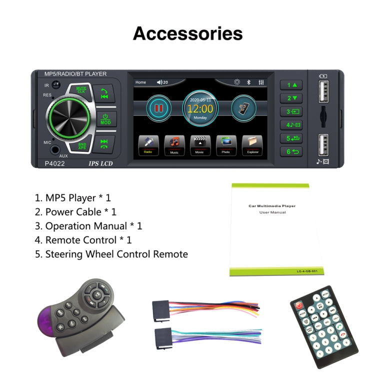 P4022 3.8 inch Universal Car Radio Receiver MP5 Player, Support FM & Bluetooth & TF Card with Remote Control - free shipping - PMC Jewellery - Order now!