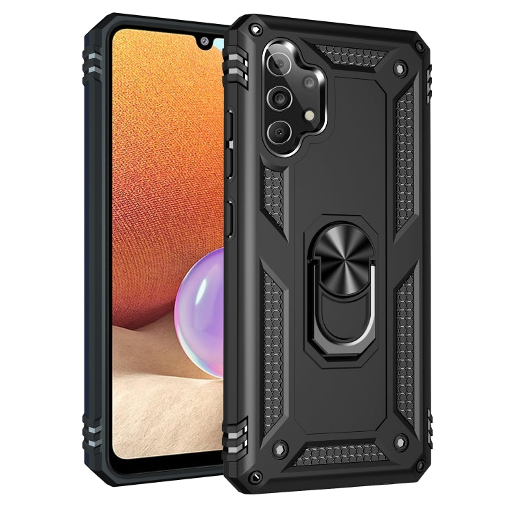 For Samsung Galaxy A32 4G Shockproof TPU + PC Protective Case with 360 Degree Rotating Holder(Black)