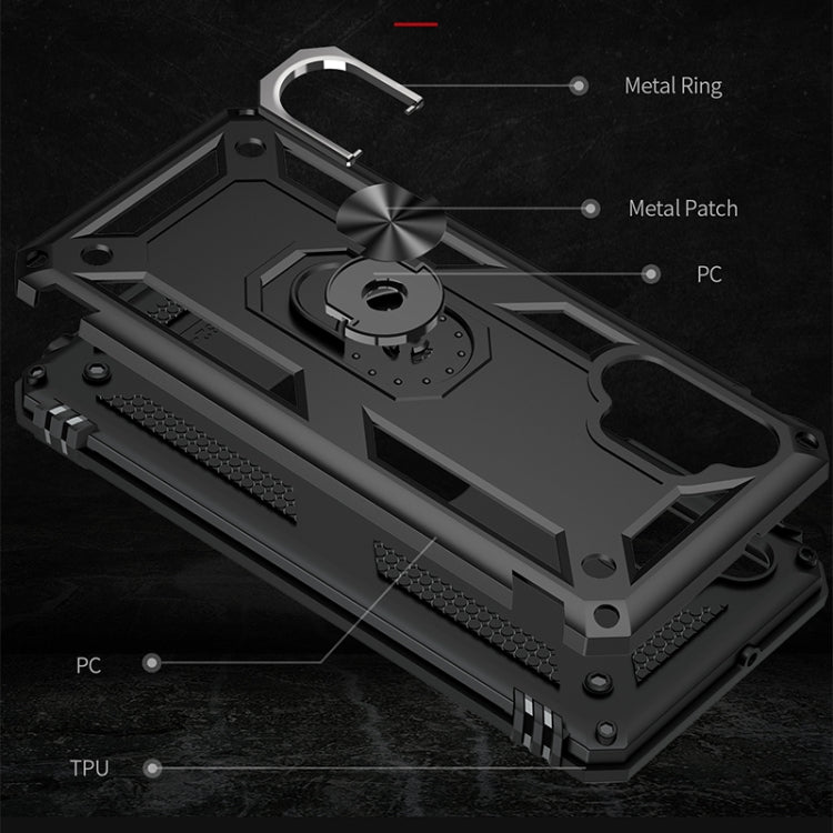 For Samsung Galaxy A32 4G Shockproof TPU + PC Protective Case with 360 Degree Rotating Holder(Black)