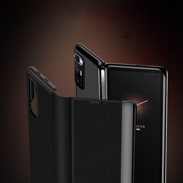 For Xiaomi Mi Mix Fold Matte First Layer Cowhide Folding Leather Case(Black)