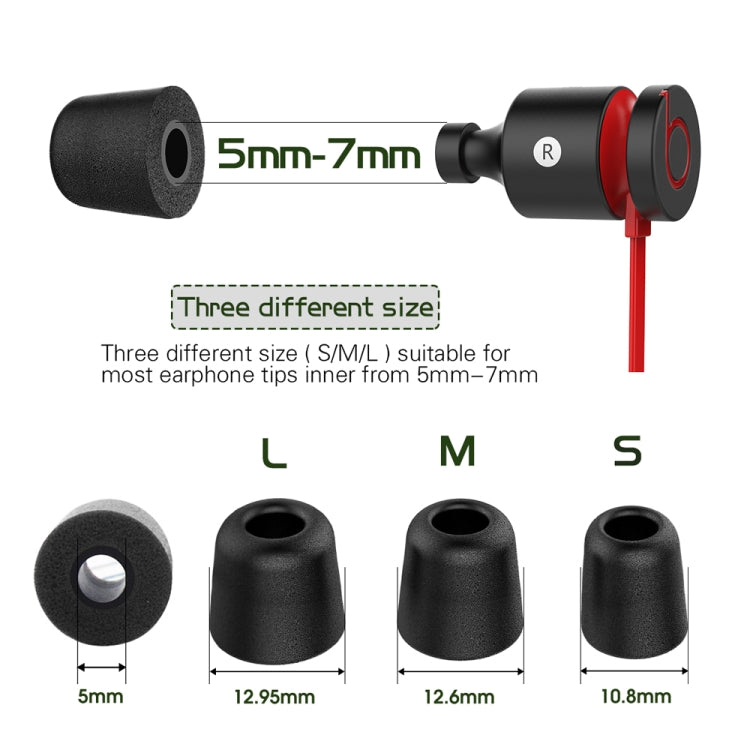 6 Pairs New Bee NB-M1 Slow Rebound Memory Foam Ear Caps with Storage Box, Suitable for 5mm-7mm Earphone Plugs(Black)