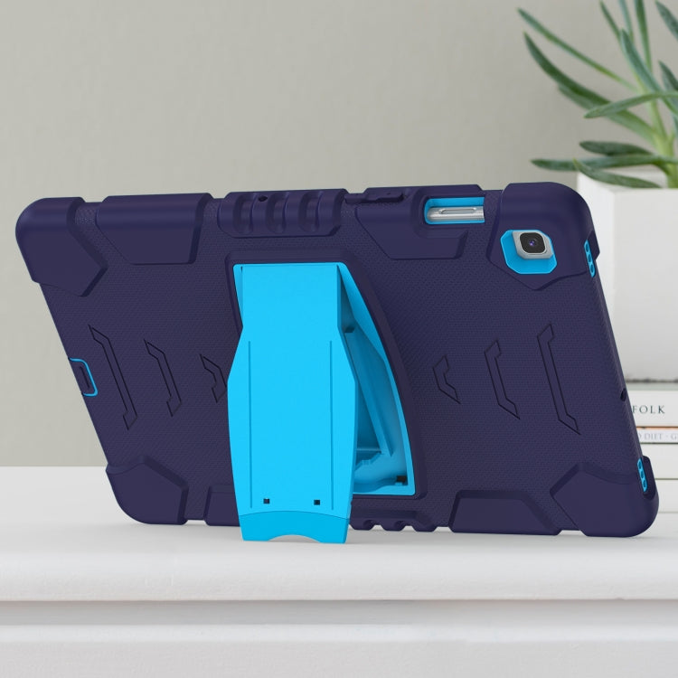 3-Layer Protection Screen Frame + PC + Silicone Shockproof Combination Case with Holder For Samsung Galaxy Tab S5e T720(NavyBlue + Blue)