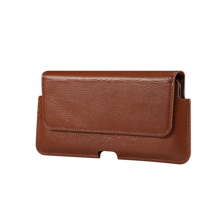 Universal Cow Leather Horizontal Mobile Phone Leather Case Waist Bag For 7.2 inch and Below Phones(Brown) - More iPhone Cases by PMC Jewellery | Online Shopping South Africa | PMC Jewellery | Buy Now Pay Later Mobicred