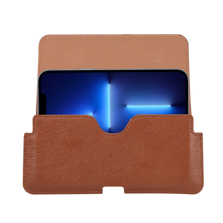 Universal Cow Leather Horizontal Mobile Phone Leather Case Waist Bag For 7.2 inch and Below Phones(Brown) - More iPhone Cases by PMC Jewellery | Online Shopping South Africa | PMC Jewellery | Buy Now Pay Later Mobicred