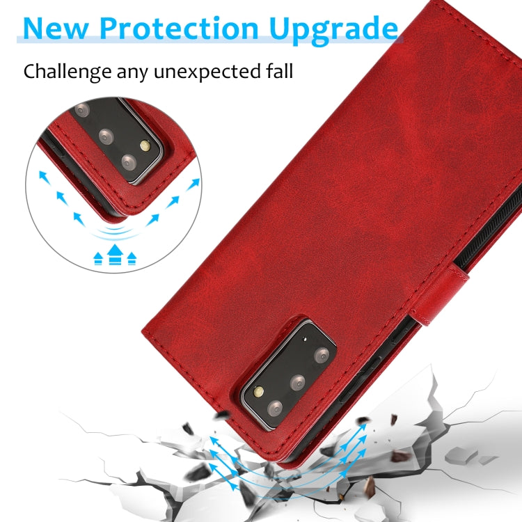 For Samsung Galaxy Note20 Calf Texture 2 in 1 Detachable Magnetic Back Cover Horizontal Flip Leather Case with Holder & Card Slots & Wallet & Photo Frame(Red)
