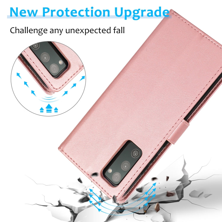 For Samsung Galaxy S20 FE Calf Texture 2 in 1 Detachable Magnetic Back Cover Horizontal Flip Leather Case with Holder & Card Slots & Wallet & Photo Frame(Rose Gold)