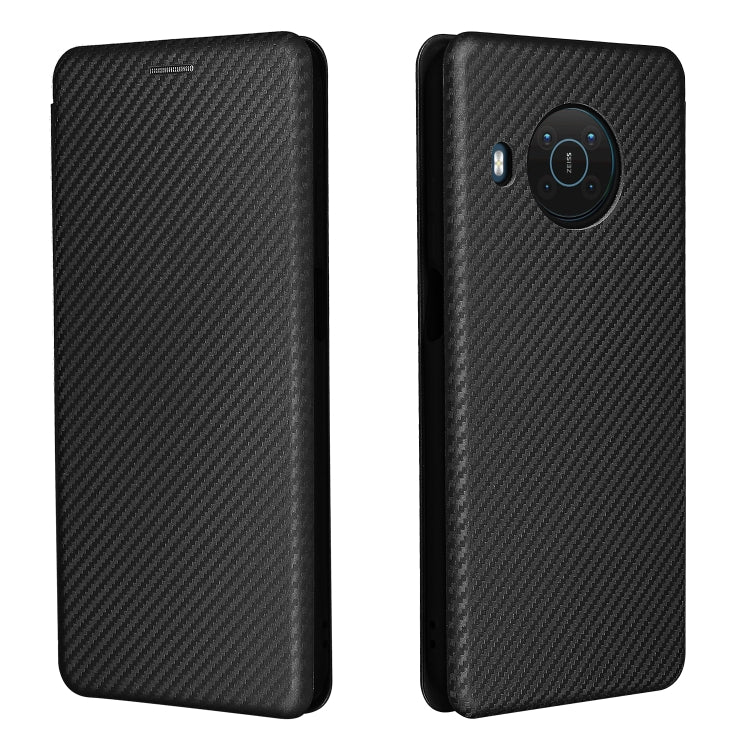 For Nokia X10 Carbon Fiber Texture Horizontal Flip TPU + PC + PU Leather Case with Card Slot(Black)