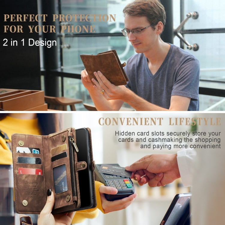 For Samsung Galaxy A12 CaseMe Detachable Multifunctional Horizontal Flip Leather Case, with Card Slot & Holder & Zipper Wallet & Photo Frame(Brown) - Galaxy Phone Cases by CaseMe | Online Shopping South Africa | PMC TechLife | Buy Now Pay Later Mobicred