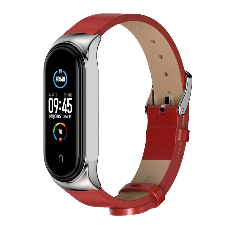 For Xiaomi Mi Band 6 / 5 / 4 / 3 Mijobs CS Microfiber Leather Watch Band(Red + Silver) - Watch Bands by MIJOBS
