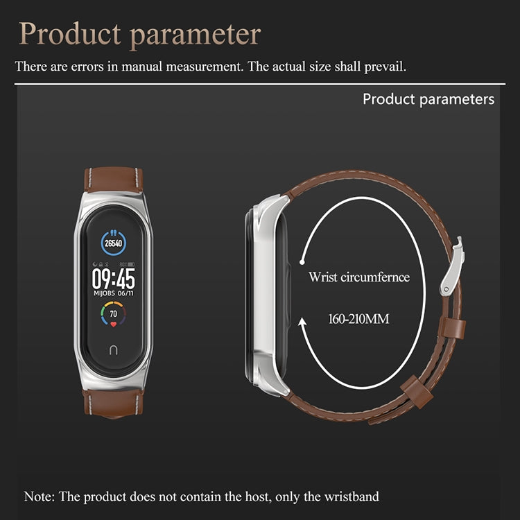 For Xiaomi Mi Band 6 / 5 / 4 / 3 Mijobs CS Microfiber Leather Watch Band(Brown + Silver) - free shipping - PMC TechLife - Order now!