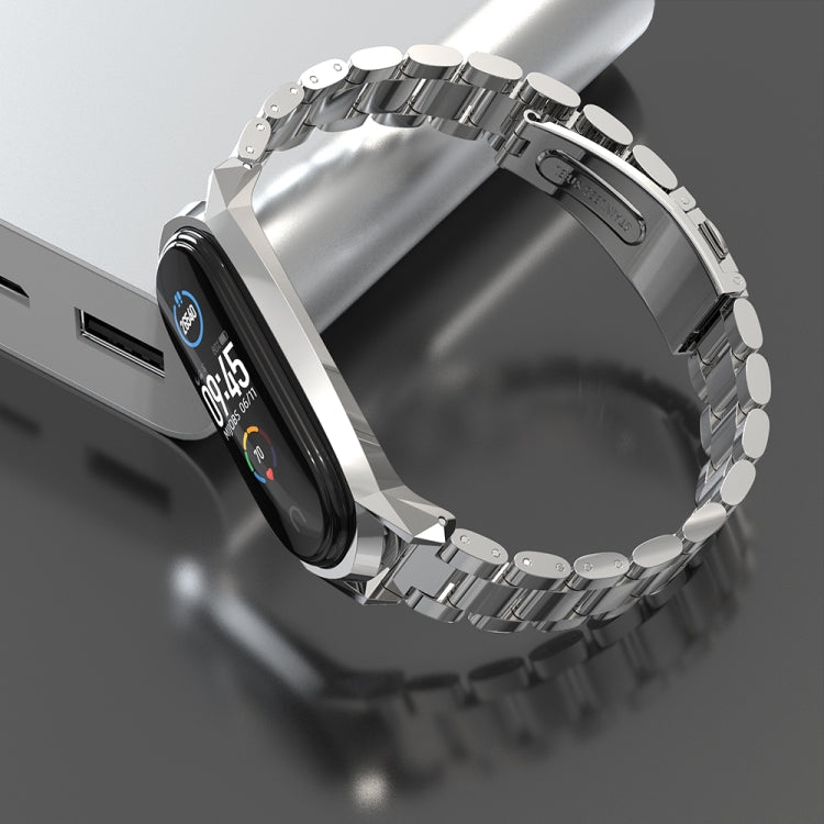 For Xiaomi Mi Band 6 / 5 / 4 / 3 Mijobs Three Beads Metal GT Stainless Steel Watch Band(Silver) - free shipping - PMC TechLife - Order now!