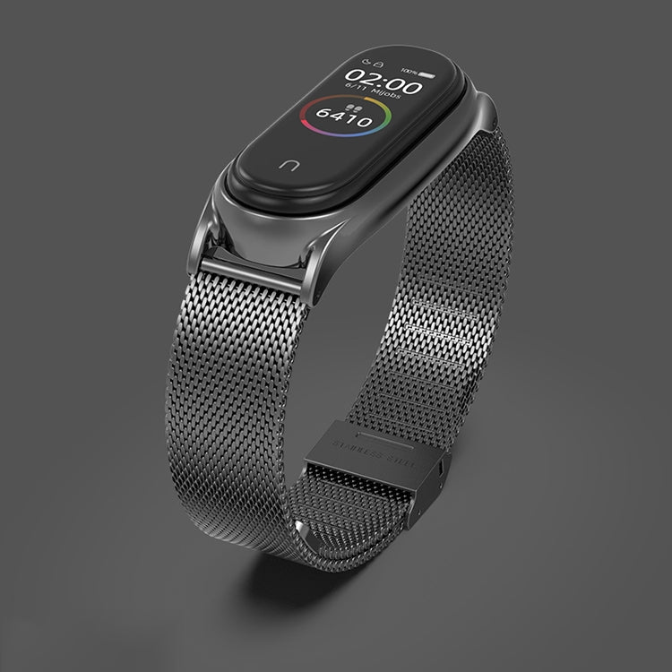 For Xiaomi Mi Band 6 / 5 / 4 / 3 Mijobs Milan Buckle Plus Stainless Steel Watch Band(Black) - Watch Bands by MIJOBS