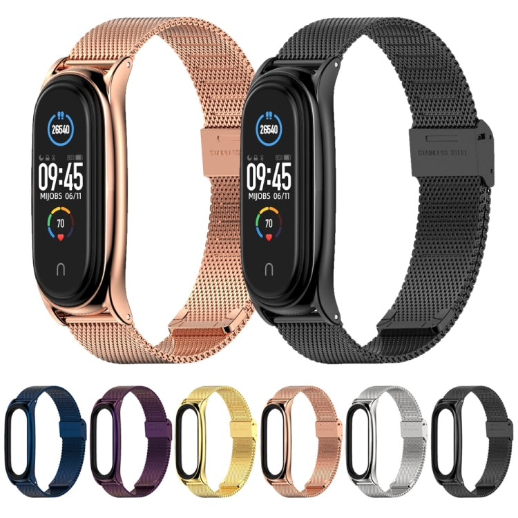For Xiaomi Mi Band 6 / 5 / 4 / 3 Mijobs Milan Buckle Plus Stainless Steel Watch Band(Rose Gold) - Watch Bands by MIJOBS | Online Shopping South Africa | PMC TechLife | Buy Now Pay Later Mobicred