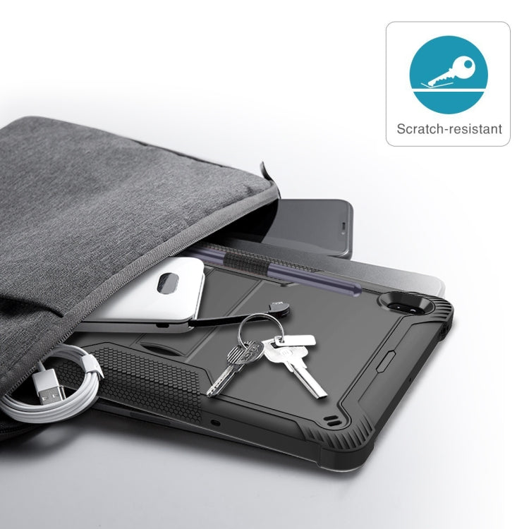 For Samsung Galaxy Tab S7 FE Silicone + PC Shockproof Protective Case with Holder(Black)