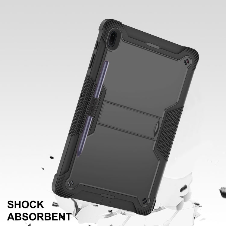 For Samsung Galaxy Tab S7 FE Silicone + PC Shockproof Protective Case with Holder(Black)