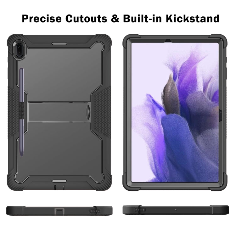 For Samsung Galaxy Tab S7 FE Silicone + PC Shockproof Protective Case with Holder(Black)