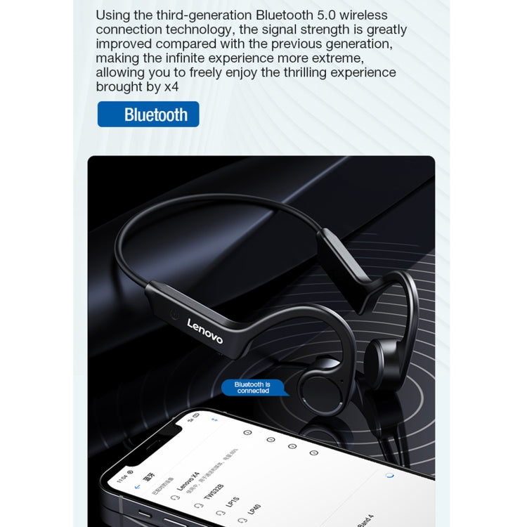 Lenovo X4 Bluetooth 5.0 Waterproof Bone Conduction Wireless Bluetooth Earphone(Black) - free shipping - PMC Jewellery - Order now!