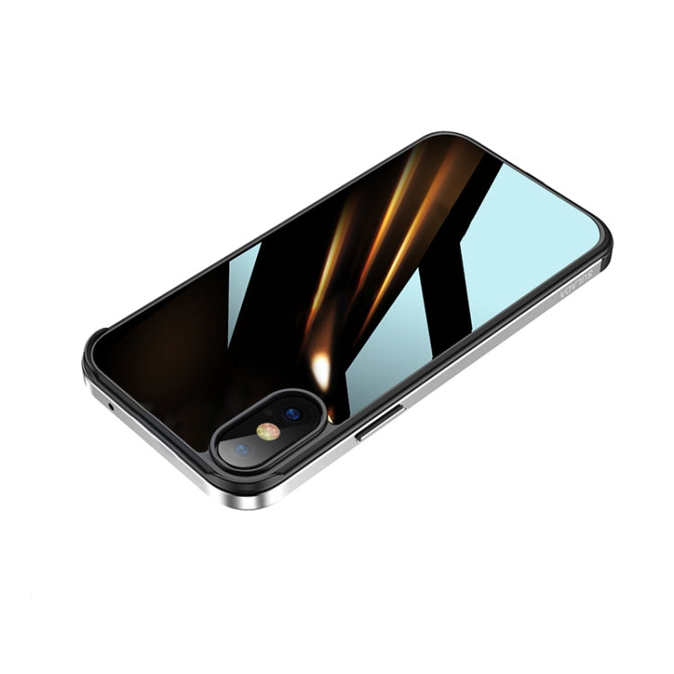 For iPhone XR SULADA Shockproof Aviation Aluminum Metal Frame + Nano Glass + TPU Protective Case(Silver)