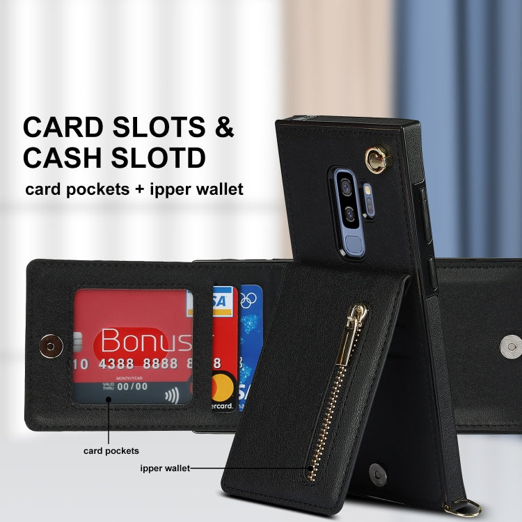 For Samsung Galaxy S9 Plus Cross-body Zipper Square TPU+PU Back Cover Case with Holder & Card Slots & Wallet & Strap(Black) - free shipping - PMC TechLife - Order now!