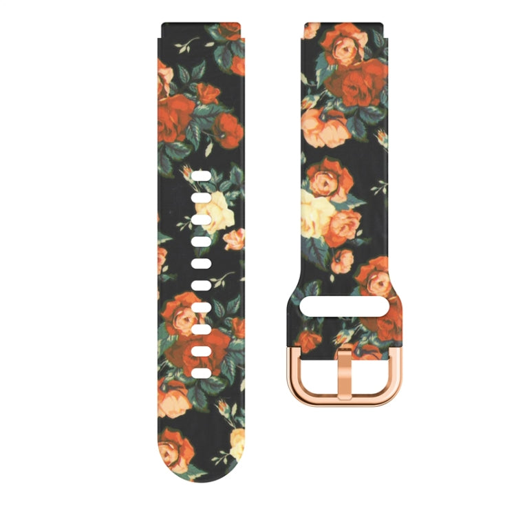 For Xiaomi Haylou LS01 Silicone Printing Watch Band(Red Rose) - Watch Bands by MIJOBS