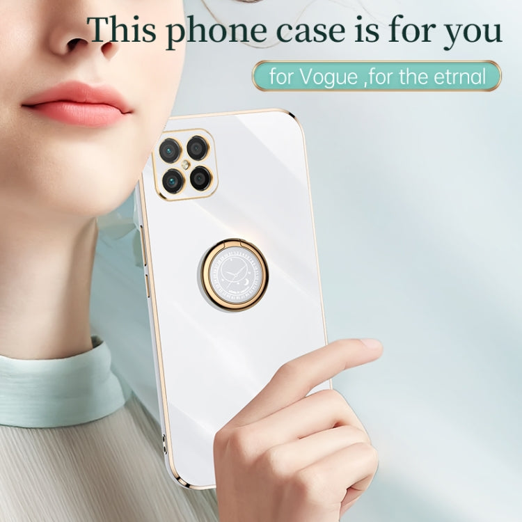 For Huawei nova 8 SE XINLI Straight Edge 6D Electroplate TPU Phone Case with Ring Holder(Black) - Huawei Cases by XINLI | Online Shopping South Africa | PMC TechLife | Buy Now Pay Later Mobicred