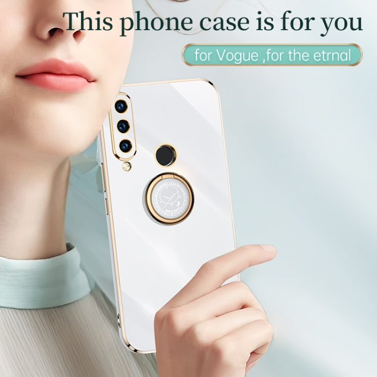 For Huawei P30 Lite XINLI Straight Edge 6D Electroplate TPU Phone Case with Ring Holder(Black) - Huawei Cases by XINLI | Online Shopping South Africa | PMC TechLife | Buy Now Pay Later Mobicred