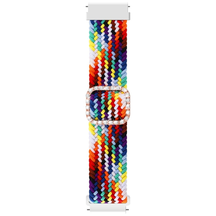 Compatible with Garmin Venu/Vivoactive 3 20mm Universal Adjustable Braided Elastic Diamond Buckle Watch Band(Rainbow)
