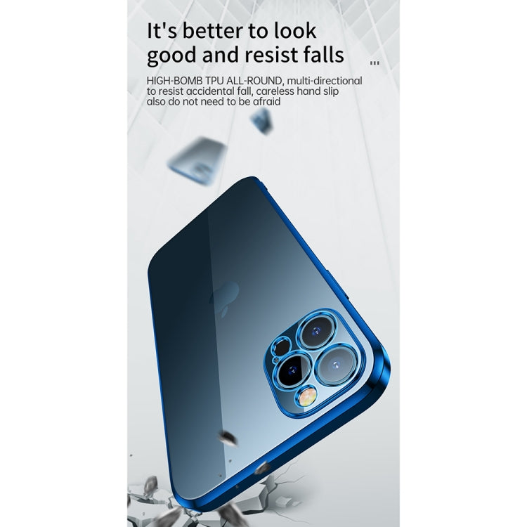 For iPhone 13 Pro Max SULADA Elastic Silicone Edge Frame + TPU All-inclusive Anti-fall Case (Blue)