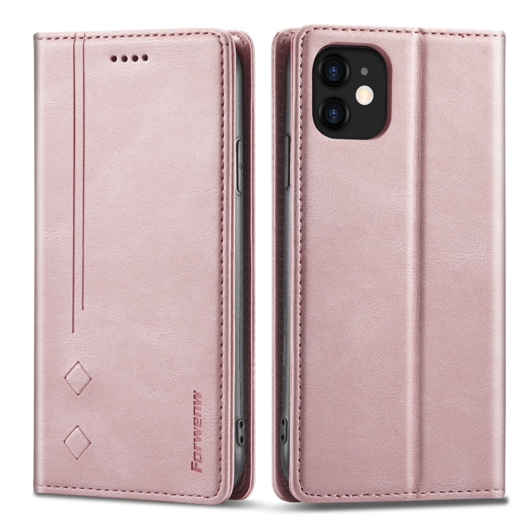 For iPhone 11 Forwenw F2 Series Magnetic Horizontal Flip Leather Case with Holder & Card Slots & Wallet (Rose Gold) - iPhone 11 Cases by Forwenw | Online Shopping South Africa | PMC Jewellery | Buy Now Pay Later Mobicred