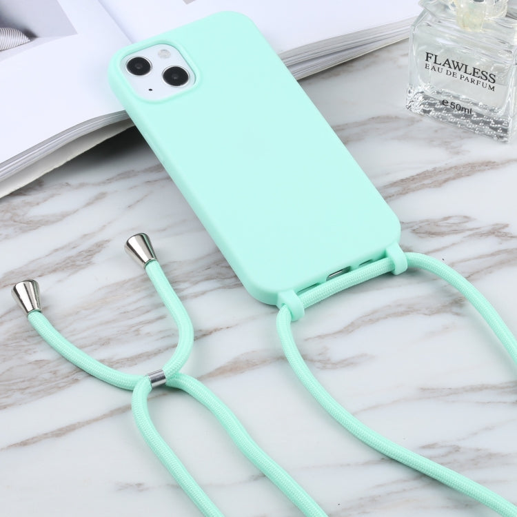 For iPhone 13 Pro Candy Colors TPU Protective Case with Lanyard (Mint Green)