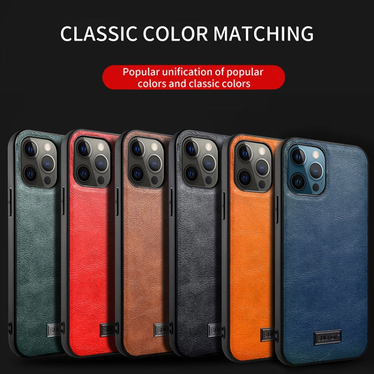 For iPhone 13 SULADA Shockproof TPU + Handmade Leather Protective Case(Brown)