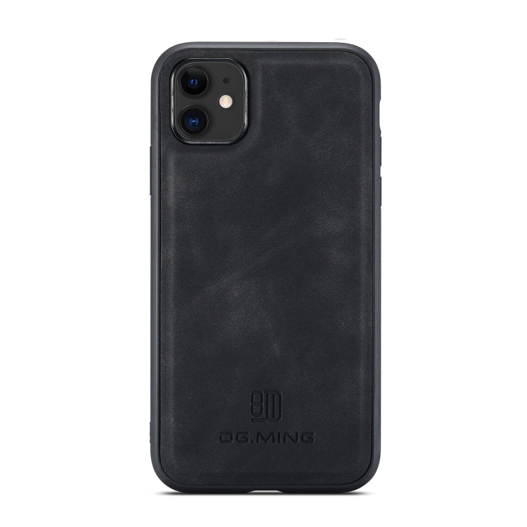 DG.MING M1 Series 3-Fold Multi Card Wallet Back Cover Shockproof Case with Holder Function For iPhone 11(Black)