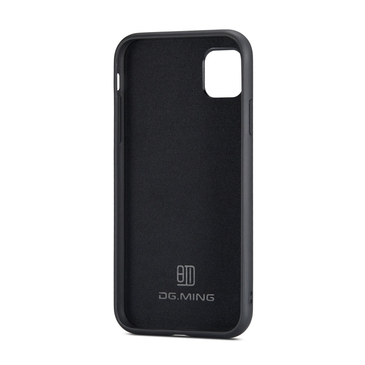 DG.MING M1 Series 3-Fold Multi Card Wallet Back Cover Shockproof Case with Holder Function For iPhone 11(Black)