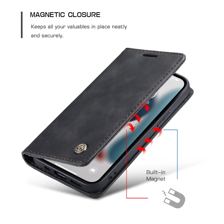 For iPhone 13 mini CaseMe-013 Multifunctional Retro Frosted Horizontal Flip Leather Case with Card Slot & Holder & Wallet (Black)