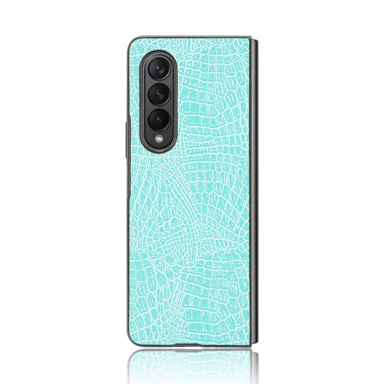 For Samsung Galaxy Z Fold3 5G Shockproof Crocodile Texture PC + PU Case(Light Green)