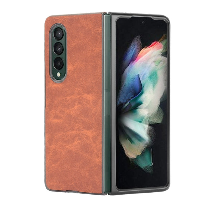 For Samsung Galaxy Z Fold3 5G Shockproof Sheep Skin PC + PU + TPU Case(Brown)